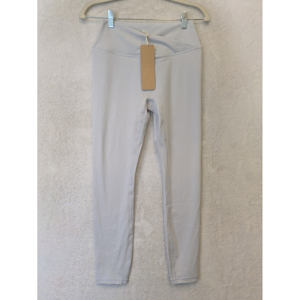 NEW ACTA Leggings Women's‎ M Gray High Waisted Crossover V-Waist No Front Seam